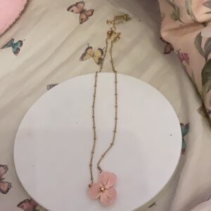 Gold and Pink Floral Pendant Necklace
